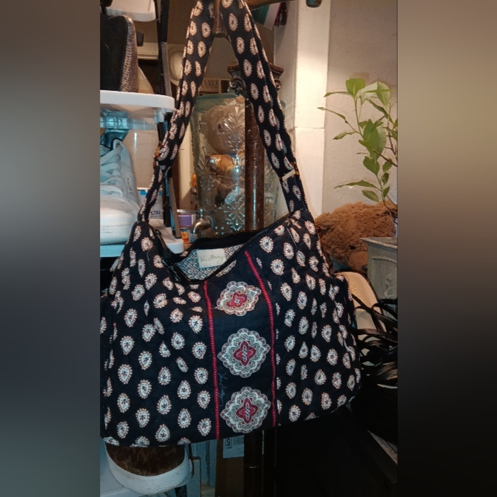 Vera Bradley Black and Red Patterned Hobo Bag